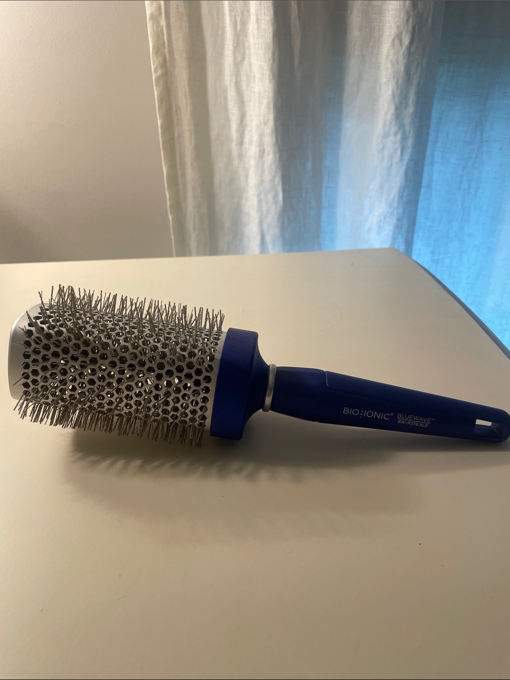 Bio Ionic Blue Square Round Ceramic Barrel Hair Brush for Styling